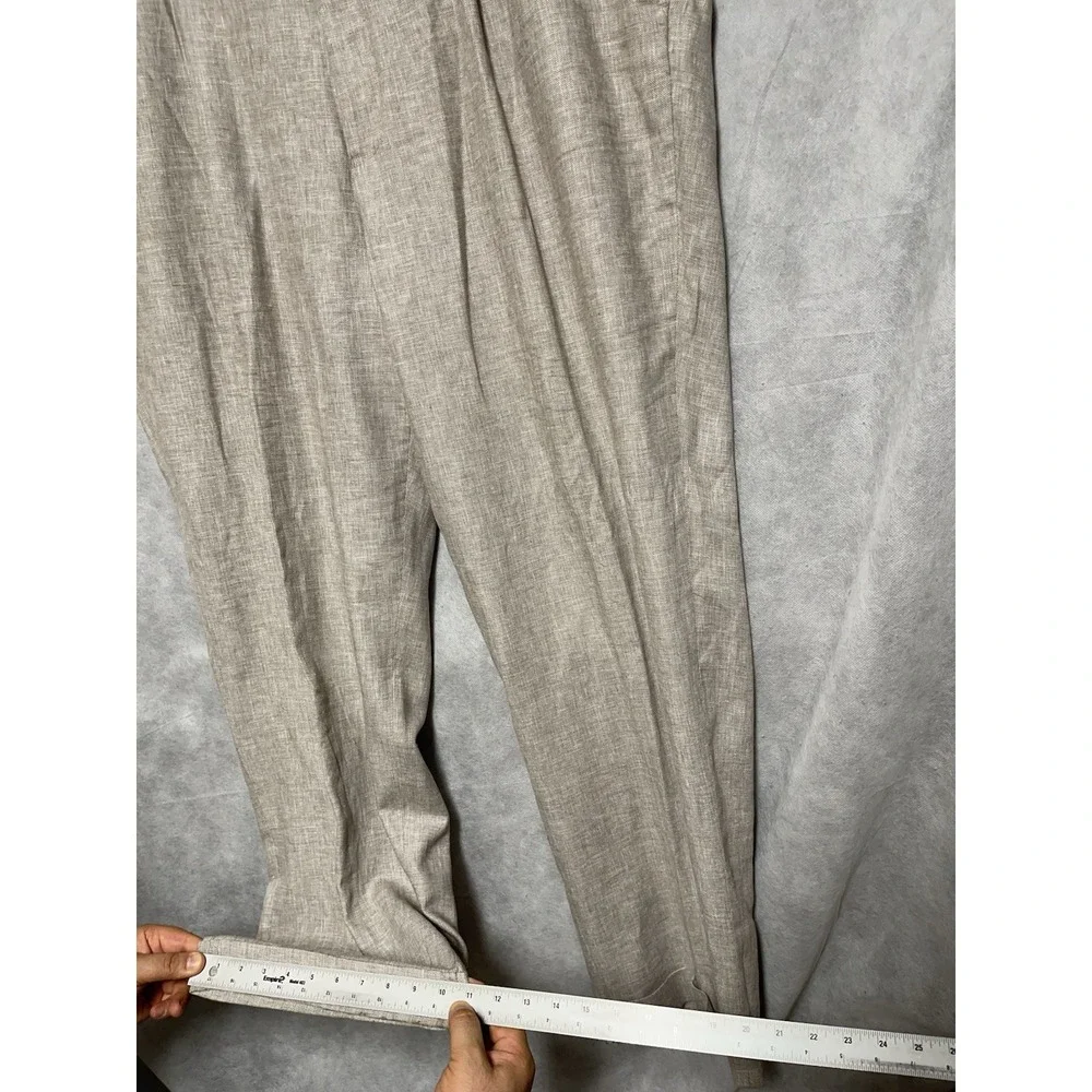 Oak Hill Pants Men 50x33 DXL Linen Rayon Adjustable Waist Hopsack Pleated Cuffs
